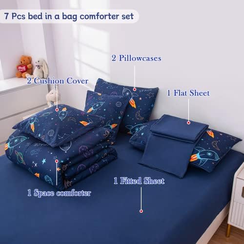 Conjuntos de roupas de cama para crianças para meninos meninas de cama espacial, reclamação de quadras