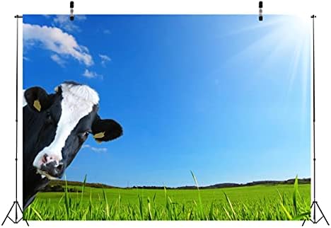Tecido corfoto 9x6ft cenário ocidental tema fotografia pasto vacas pastagem azul céu colheita colheita