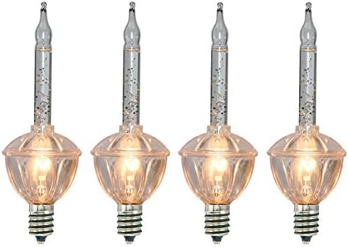 Luzes de bolha de reposição de Natal Romasaty, 4 lâmpadas multicoloridas de embalagem - C7/E12 Candelabra Base