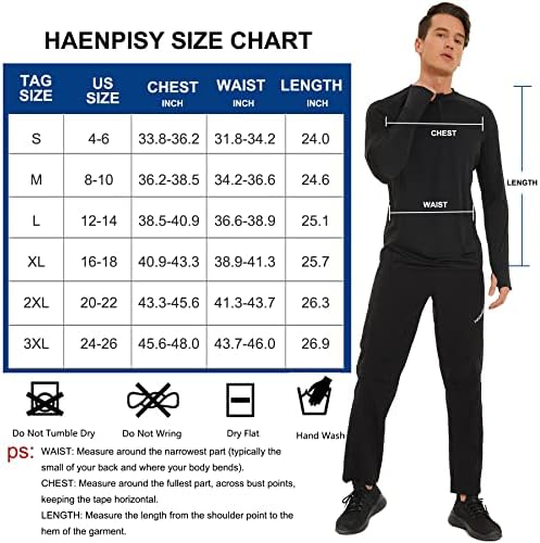 Haenpisy Men Quarter Zip Manga longa Camisetas Back Pocket Pocket Camisetas de caminhada rápida seca rápida