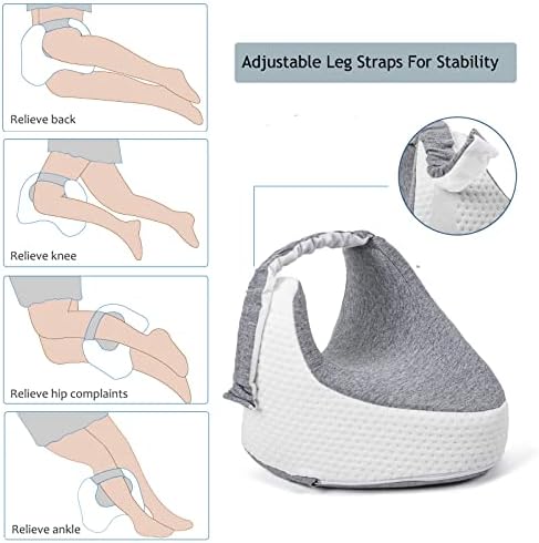 Almofado de joelho ortopédico de Staoleno para dormentes laterais, travesseiro de perna de espuma de memória para a gravidez ciática traseira do quadril alívio do joelho travesseiros com alça ajustável