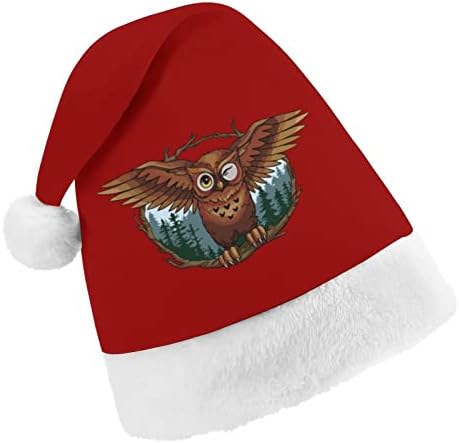 Sunset Owl Christmas Hat chapéu macio Papai Noel Cap Funny Beanie para a festa festiva do ano novo de Natal