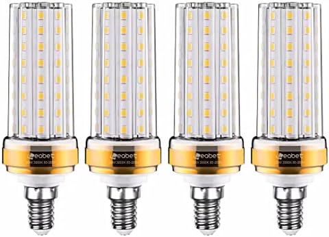 E12 lâmpada de candelabra LED, bulbos de vela LED de 3000k brancos quentes de 20w, luzes decorativas
