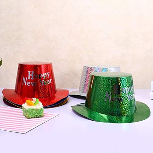 AMOSFUN 6PCS Happy Ano Novo Hats Glitter Glitter Tophat Pedido Magic Props For Kids Adults 2020 Xmas
