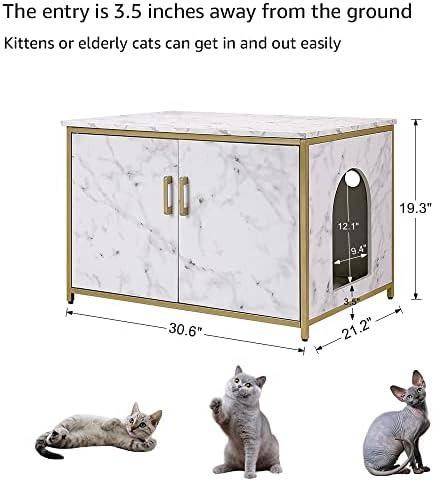 Gabinete da caixa de areia de gato unipaws com abertura superior, banco de banheiro de privacidade de gato, adequado para gatos grandes, caixa de areia de jumbo alta, caixa de areia automática escondida, casa de gatos…
