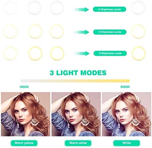 Luz de anel com suporte de 50 de 50, llights selfie led de 10 LED para transmissão ao vivo/maquiagem,