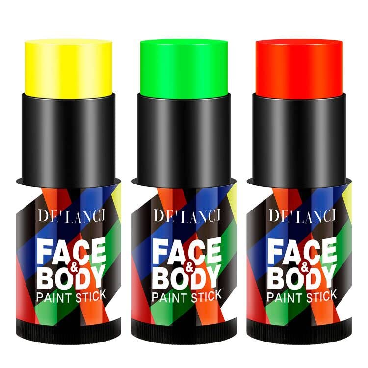 Kits de tacos de tinta corporal de face de néon brilham no escuro, de'lanci pro Blacklight reativa tinta