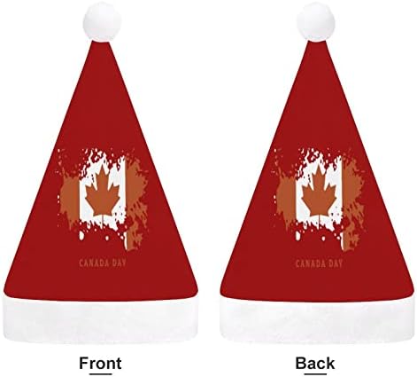 Chapéu de Natal do dia do dia do Canadá, safada e bonitos chapéus de Papai Noel com borda de