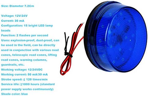 Luz de farol estroboscópio azul, lelukee 2pcs dc 12v piscando sinal de alarme de LED azul à prova de chuva