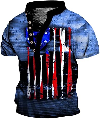 Camisas patrióticas para homens grandes e altos e angustiados American Flag Men camise
