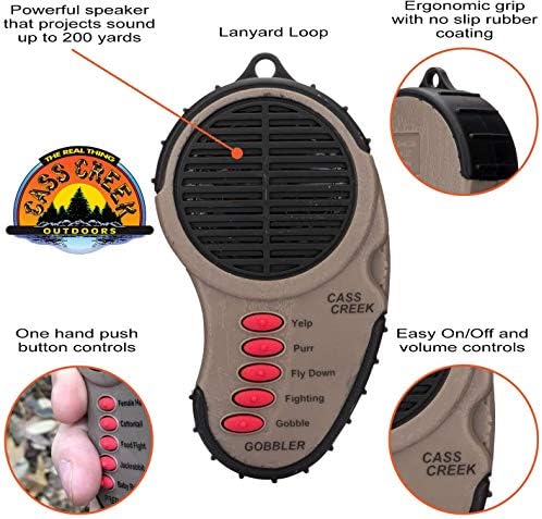 Cass Creek Spring Gobbler Handheld Electronic Game Chamada | 5 chamadas de peru em 1 | Gravações animais autênticas | Projeção de som de 200 jardas | Design compacto