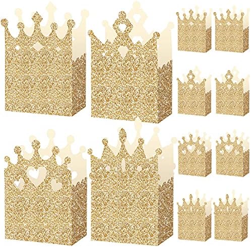 20 peças Princess Crown Boxes Glitter Princess Boxes Princesa Crown Candy Caixas Gold Crown Party Favor