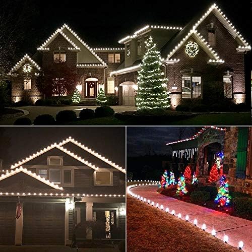 Luzes de Natal Brizled C9 White Legal, 16 pés Facetado 25 Luzes de Natal LED CHRING conectável O Fita Decorativa