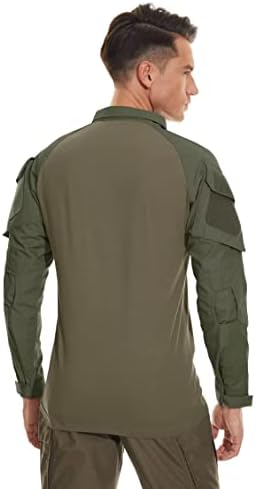 Camisas militares táticas masculinas de Magcomsen 1/4 Zip de manga comprida com bolsos