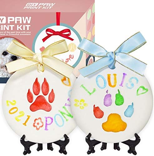 Azssmuk Pawprint Kit de Kit, cães ou pata de gato para ornamento de Natal, não-tóxico, argila leve, panos