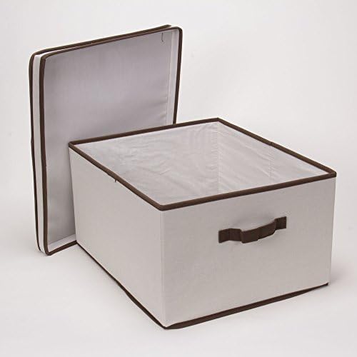 Caixa de armazenamento Essentials 515 com tampa e maçaneta- tela bege natural com acabamento marrom-jumbo