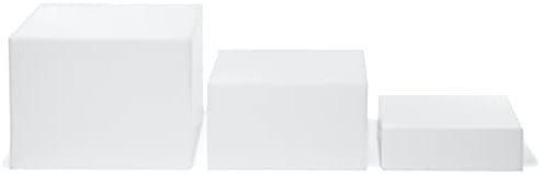 2 conjuntos de 3 cubos acrílicos brancos brilhantes exibir risers de ninho com fundo oco