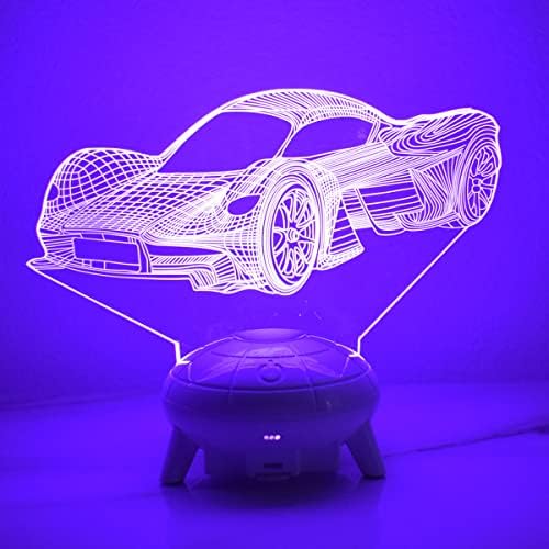 Toys de carro 3D Lâmpada Night Night Light Killua 3D Lâmpada de ilusão de supercarro para crianças, 16