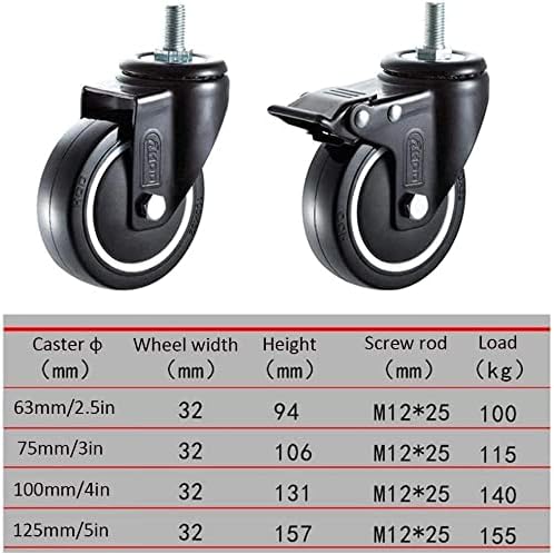 Rodas de rodízio de umky roda universal com freio de tamanho médio roda rolamento rodas industriais poliuretano