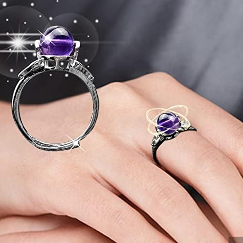 Anéis de casamento para mulheres brancas banhadas prateadas naturais jade anel de anel de anel giration
