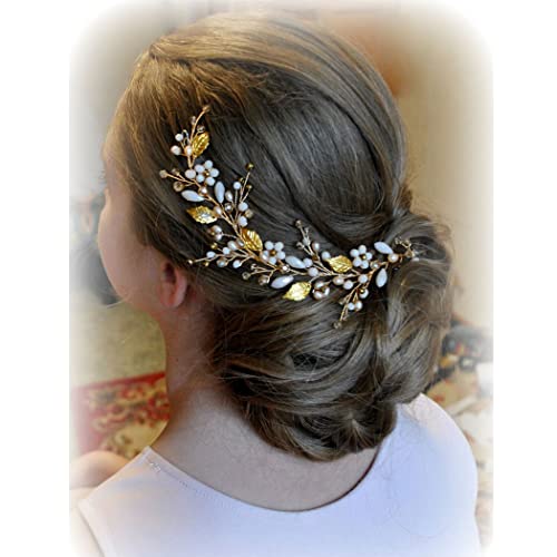 Gorais Opal Hair Hair Vine Gold Rhinestone Bridal Hair Piece Folha Cabeça Acessórios para Mulheres e