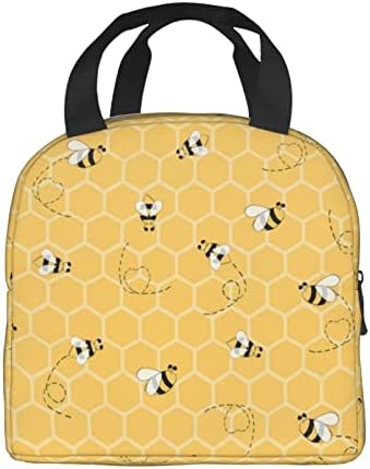 Wuyuzi Lunchcha Honeycomb Animal Bee isolado com compartimentos reutilizáveis ​​estampas fofas Tote Handle Box