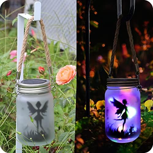 ALRITZ 2 Pacote Lanternas de fadas solares, luzes de ornamento de jardim - Luzes de jarra de vidro