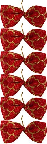 Christmas Luxury Faux Burlap Red 5,75 x 4 Glitter Bows