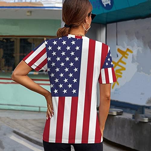 T-shirt de bandeira americana de 4 de julho, USA Stars Stripes Graphic Tees, Summer Casual Casual