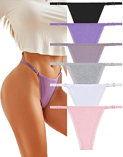 Byte fofo Byte ajustável Tanja de cordas G para mulheres Sexy Rouphe T-Back Cotton Panties com acabamento de