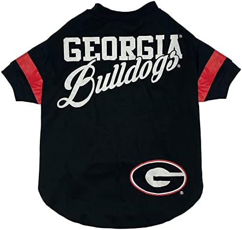 T-shirt da NCAA Georgia Bulldogs para cães e gatos, grande. Camisa de cães de futebol/basquete para fãs da equipe
