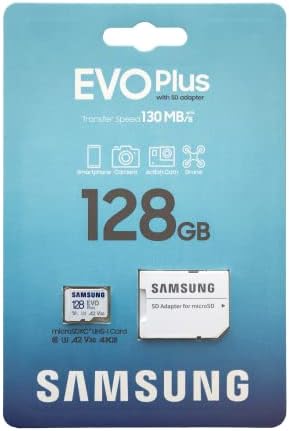 Samsung 128GB EVO Plus MicroSD Class 10 U3 A2 UHS-I SDXC Memory Card para telefone, tablet, pacote