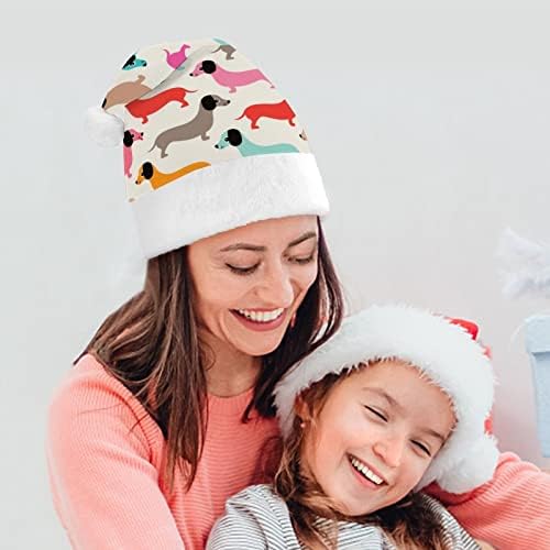 Retro Dogs Dachshund Chapéu de Natal Papai Noel para adultos unissex Comfort Classic Xmas Cap