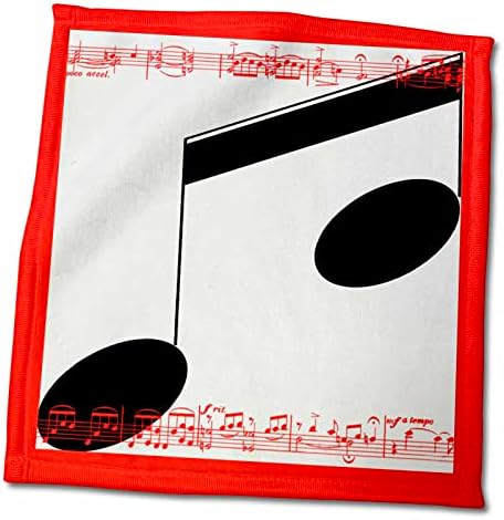 Música Florene 3drose - Nota preta com Notas de Música Vermelha Border - Toalhas