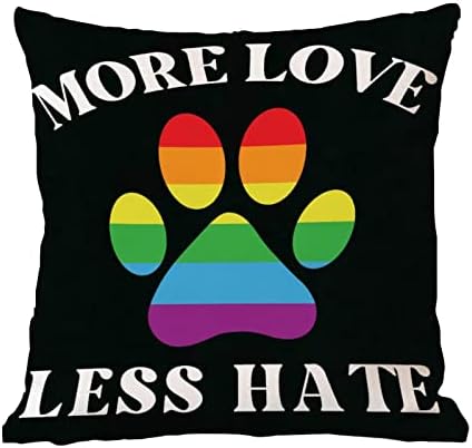 Rainbow Igualdade lésbica gay LGBTQ Tampa de travesseiro de arremesso de mais amor Caso de almofada de pata de