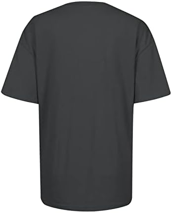 Camisa de blusa de algodão do outono de verão para mulheres de manga curta Crewy Crew pescoço gráfico engraçado