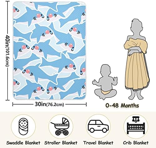 Clante de arremesso de cobertor de tubarão fofo para bebês, recebendo cobertor, cobertor leve e macio para berço,