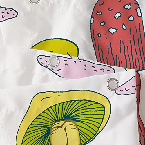 Cortina de chuveiro de cogumelo engraçada Conjunto de cortinas para banheiro, diversão fofa colorida abstrata