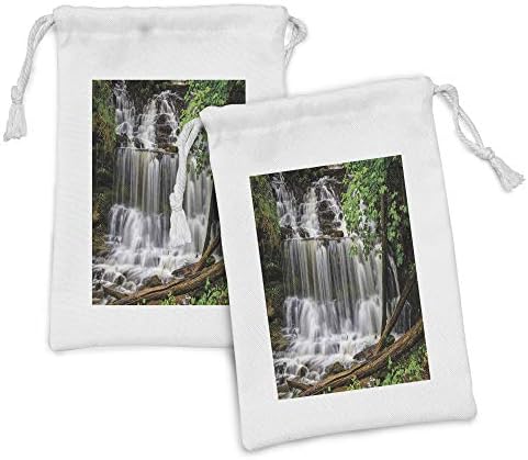 Conjunto de bolsas de tecido de cachoeira de Ambesonne de 2, foto de maravilhas da selva na cena da terra