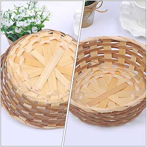 Didiseaon Bamboo Passa de tecido 3pcs Cesta de cesta de pão artesanal redonda cesta de armazenamento de tigela