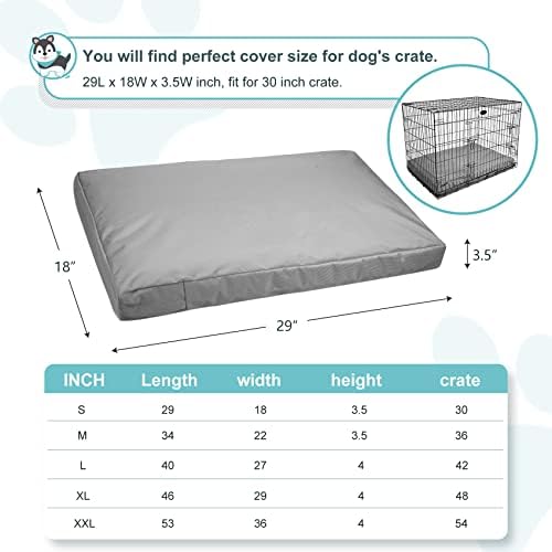Explore o pacote de tampa da caixa de cães cinza de 30 polegadas de 30 polegadas com capa de cama de cachorro de 29 polegadas