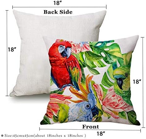 Jes & Medis Home Cotton Linen Decorative Square Throw Prophase Bvers Birds Parrot Cartoon Patten