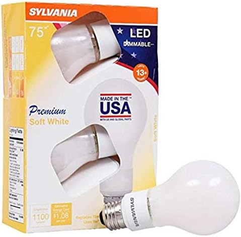 Lâmpada LED de Sylvania A21, 9W, 75W equivalente, diminuído, 1100 lúmens, 2700k, branco macio - 4 pacote