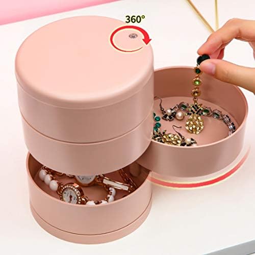 Caixa de armazenamento de jóias de quatro camadas rosa Wpyyi, acessórios para cabelos, caixa