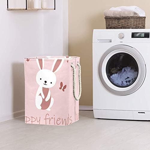Indicultor Lovely Bunny Feliz Friends-01 Lavanderia grande cesto de roupa preenchida de roupas prejudiciais para roupas para roupas de brinquedos, decoração de casa para banheiro do quarto