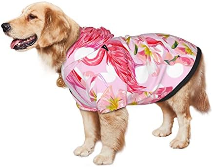 Capuz de cachorro grande flamingo-pink-bird-polka-dot roupas de roupa de estimação com chapéu de gato macio casaco pequeno