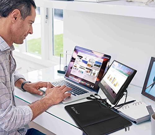 Monitor portátil ligável giratório Sidetrak para laptop 12,5 ”FHD IPS Laptop Tela com caixa de proteção de 14” | Compatível com Mac, PC e Chrome | Se encaixa em todos os tamanhos de laptop | Alimentado por USB-C ou Mini HDMI
