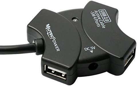 MUTECPOWER 33 FT USB 2.0 Extensão ativa Cabo com cubo USB de 4 portas e chipset de extensão - USB