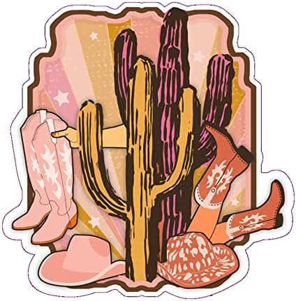 Wickedgoodz cactus cowgirl botas de vinil decalque - adesivo de pára -choque ocidental - para laptops