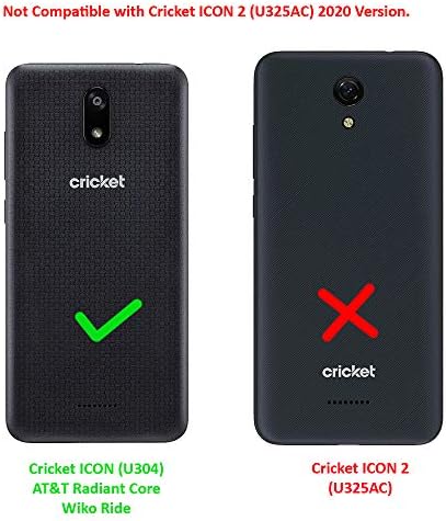 Celzen - Para AT&T Calypso U318AA, Radiant Core U304A, ícone de críquete, Visão 2, Vision 3, Wiko Ride - Caixa de telefone híbrido w/ coldre de clipe de suporte/ cinto - CV1 preto